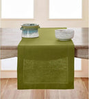 Solino Home Linen Table Runner 120 Inches Long - 100% Pure Linen Avocado Green Table Runner 14 x 120 Inch for Fall, Autumn, Thanksgiving - Classic Hemstitch by CozyNest Decor