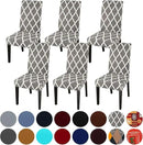 JQinHome Chair Covers for Dining Room 6 Pack, High Stretch Removable Washable Parsons Chair Slipcover for Home Party Hotel Wedding Ceremony (Grey White) by CozyNest Decor