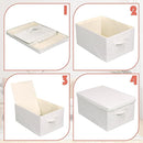 Large 17''x12'' Quart Collapsible Stackable Storage Bins with Lids, 2 Packs Off White Fabric Closet Boxes with Lids, Storage Cube Baskets Container Organizers for Bedroom Office(17''x12.2x''8'') by TinyTreasures Baby Boutique