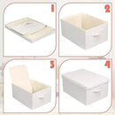 Large 17''x12'' Quart Collapsible Stackable Storage Bins with Lids, 6 Packs Off White Fabric Closet Boxes with Lids, Storage Cube Baskets Container Organizers for Bedroom Office(17''x12.2x''8'')