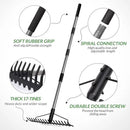 Walensee 5.4FT Bow Rake Heavy Duty Garden Rake with Stainless Steel Handle, 17 Steel Tines Garden Tool for Loosening Soil Gathering Leaf Leveling Lawn Farming Land Management Yarn Thatch Rakes by GreenHaven Gardens