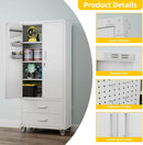 Aobabo 2 Large Drawer Metal Storage Cabinet with Wheels, Lockable Steel Storage Cabinet with 3 Adjustable Shelves with 6 Hooks for Home, Office, Garage, Classroom, White, Assembly Required by GreenHaven Gardens