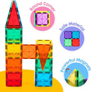 Gemmicc Magnetic Tiles, Deluxe 136 PCS Building Blocks Magnet Toys for Kids,3D Magnet Puzzles Stacking Blocks for Boys Girls,Huge Set with 2 Cars by TinyTreasures Baby Boutique