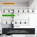 BAMEOS 35" L Wall Hooks with Shelf, Entryway Coat Hooks for Wall with Shelf, Wood Wall Hanging Shelf, Wall-Mounted Coat Rack with 7 Dual Metal Hooks for Bathroom, Kitchen, Living Room, Bedroom (White) by CozyNest Decor