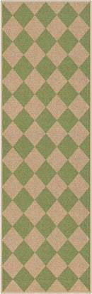 Lahome Checkered Green Runner Rug, 2x8 Carpet Runners for Hallway 8ft Non Slip Entryway Rug, Farmhouse Checkerboard Non Shedding Kitchen Mats for Floor Laundry Corridor by CozyNest Decor