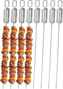 BBQ Skewers, Premium 304 Stainless Steel BBQ Skewers,15 Inch Heavy Duty Metal Kabob Sticks for Grilling, Reusable & Dishwasher Safe (Single fork8) by GreenHaven Gardens