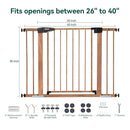 Mom's Choice Award Winner-BABELIO 26-40 Inch Metal Baby Gate with Wood Pattern, Easy Install Pressure Mounted Dog Gate, Ideal for Stairs and Doorways, with Wall Protectors and Extension Kits by TinyTreasures Baby Boutique