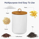 Ceramic Storage Jars, Modern Elegant Highly Polished Airtight Gorgeous Storage Canisters with Wooden Lid Small Food Stroage Jar for Kitchen Spice Tea Vanilla Sugar Coffee Beans (White medium) by CozyNest Decor