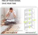 4NM 6 Tiers No Assembly Book Shelves, 61.8" H Folding Bookshelf Bookcase Open Industrial Foldable Shelves for Bedroom, Living Room, Home Office - All White by CozyNest Decor