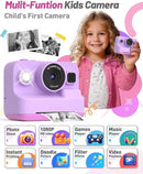 Instant Print Camera for Kids, Christmas Birthday Gifts for 3-12 Year Old Girls Boys, 2.4in Screen 1080P Video Digital Camera Toys for Kids Age 4 5 6 7 8 9 10 with 3 Rolls Print Paper 32G Card by TinyTreasures Baby Boutique