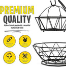 Fruit Basket with Banana Hanger and Fruit Bowl. Kitchen Counter Fruit Bowl with Banana Holder used as Bread, Vegetable or Produce Basket, Egg Holder, 2 Tier by CozyNest Decor