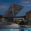 PURPLE LEAF 10 Feet Patio Umbrella with Base Outdoor Cantilever Solar Powered LED Square Umbrella Aluminum Offset Umbrella with 360-degree Rotation for Garden Deck Pool Patio Light Grey by GreenHaven Gardens
