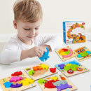 SKYFIELD Wooden Animal Puzzles for 1 2 3 Years Old Boys Girls, Toddler Educational Developmental Toys Gift with 6 Animals Baby Montessori Color Shapes Learning Puzzles by TinyTreasures Baby Boutique