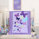 Wowelife Butterfly Mini Crib Bedding Set, 3 Piece Baby Bedding Set Butterfly, Mini Crib Nursery Bed Set, Breathable and Soft with Sheet Sets for Baby Girl, Purple by TinyTreasures Baby Boutique