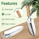 Garden Tool Set, 3 Pieces Gardening Kit with Garden Plant Twist Tie and Plastic Plant Tag, Stainless Steel Heavy Duty Garden Tools with Wooden Handle, Gardening Gifts for Women by GreenHaven Gardens