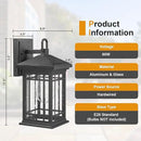 Outdoor Porch Lights Wall Mount, 2 Pack 12.4 Inch Outdoor Wall Lantern With E26 Sockets & Seeded Glass, Classic Exterior Lighting Fixtures, Waterproof Black Porch Light Fixtures For House, Garage by GreenHaven Gardens