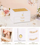White Jewelry Box Organizer: Home Decor for Women - 2-Drawer Holder for Valentine’s Day Birthday Christmas White Gold by TinyTreasures Baby Boutique
