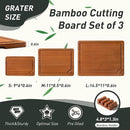 3 Packs Bamboo Cutting Board Set with Non Slip Feet Holder and Over Sink Nice Solid Thick Wood Juice Groove Chopping Board Extra Large Big Small Best Hardwood Kitchen Organic Vegetable Meat BBQ Kit by CozyNest Decor