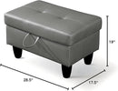 Ottoman Rectangular Storage Ottoman Bench, Faux Leather Footrest, Coffee Table, Stool Footstool with Hinged Lid for Living Room, Bedroom, Entryway, Gray, 28.5"x19"x17.5" by CozyNest Decor