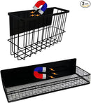 Bruda 2 Pack Magnetic Storage Rack for Spice, Magnetic Organization Shelf for Refrigerator, Fridge, Washing Machine, Oven, Coffee Maker, Metal Peg Board, Stacked Washer and Dryer 010 by CozyNest Decor