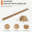 Picture Ledge Shelf, 72 inch Solid Ash Wood Floating Shelves Set of 2, Picture Ledge Photo Ledge Wall Mounted for Living Room Kids' Room Bedroom, Color Natural by TinyTreasures Baby Boutique