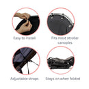 Stroller Sun Shade - Universal UV Protection Cover for Strollers Sunshade with See Through, Clip-On Sun Blocker, Sun Shield for Baby, Breathable Adjustable Fit, Full Coverage, L Black by TinyTreasures Baby Boutique