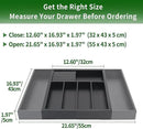 VaeFae Premium Bamboo Silverware Drawer Organizer Kitchen, Expandable Utensil Organizer with Knife Block, Cultery Tray with Divider for Flatware (Black) by CozyNest Decor