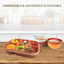 greenandlife 10.8 Inch 4PCS Divided Plates for Kids Adults, Portion Control Plates, Dishwasher & Microwave Safe Compartment Plate, Unbreakable Lightweight Reusable Wheat Straw Plates, Sunset by CozyNest Decor