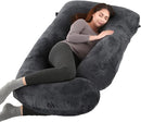 Pregnancy Pillow, Full Body 57 Inch Maternity Pillow with Removable Washable Cover - Sleep Support for Legs, Back, Neck, Shoulder, HIPS, Belly for Pregnent Women, Black Grey Velvet Cover by TinyTreasures Baby Boutique