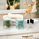2 Pack Qtip Holder Dispenser Turquoise Marble Bathroom Storage Canister Lid Acrylic Plastic Apothecary Jar Set Vanity Makeup Organizer for Cotton Swabs/Pads/Floss by CozyNest Decor