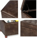 24'' Leather Ottoman with Storage Rectangle Foot Rest Ottomans Stool for Living Room(Brown,Leather Texture) by CozyNest Decor