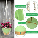 ZMTECH 2 Pack 10 Inch Hanging Planters with Macrame Plant Hanger for Indoor and Outdoor Plants, Self Watering, Drainage Hole, Visible Level Tray, Green by GreenHaven Gardens