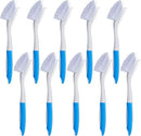 Hsei 10 Pcs Blue Kitchen Scrub Dish Brush Bulk with 11 Inch Anti Slip Handle Cleaning Dish Scrubber with Stiff Bristles Washing Scrub Brushes for Housekeeping for Pots and Pans, Kitchen Sink by CozyNest Decor