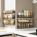 SUFAUY 2 Pack Spice Rack Wall Mount, 3 Tier Narrow Spice Rack Hanging Small Shelf for Cupboard, Black by CozyNest Decor