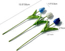 Mandy's Artificial Tulips 20 Stems Shades of Blue PU Faux Flowers for Wedding Home Decor 13.5 Inch by CozyNest Decor