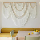 Flber Large Macrame Wall Hanging – Boho Yarn Art Garland with Tassels and Beads, Handmade Rope Decor for Nursery, Party, Wedding, Bedroom, Fireplace Mantel, or Photo Backdrop 57" W x 41" L by CozyNest Decor