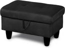 Ottoman Rectangular Storage Ottoman Bench, Flannel Footrest Stool Footstool with Lid for Living Room, Bedroom, Entryway, Black, 28.5"x19"x17.5" by CozyNest Decor