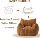 Giant Bean Bag Chairs for Adults Teens, Large Bean Bag Sofa Chairs with Filling Comfy Fuzzy BeanBag Chair with Armrests for Bedroom Living Room Reading (Brown, Medium) by CozyNest Decor