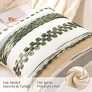 Boho Throw Pillow Covers 18x18 Set of 2 Christmas Decorative Cushion Case Striped Square Pillows Cover Chenille Pillow Cases Accent Neutral Pillowcase for Sofa Couch Bed,Dark Green by CozyNest Decor