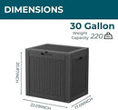 Vixzen 31 Gallon Resin Deck Box - Lockable Outdoor Storage for Patio Cushions, Garden Tools, Pool Supplies，Black by CozyNest Decor