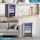 Beverage Refrigerator Cooler, 128 Cans Mini Fridge Glass Door for Drink Beer Soda Wine, 3.2 Cu.Ft Small Fridge for Kitchen Bedroom Office Bar, with 4 Adjustable Removable Shelves, Stainless Steel by CozyNest Decor