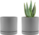 D'vine Dev Set of 2 Plants Pots, 4.6 Inch Ceramic Planter Pot for Plants with Drainage Hole and Saucer, Speckled Grey, 94-V-B-3 by GreenHaven Gardens