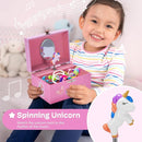 Jewelkeeper Unicorn and Butterfly Themed Jewellery Box Pink for Girls - Wooden Jewelry Box with Velvet Lining for Little Girl's Necklaces and Accessories - Spinning Unicorn Doll, Toys for Girls by TinyTreasures Baby Boutique