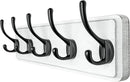 Dseap Coat Rack Wall: Patented, Heavy-duty, 17.4" Long 5-double-hooks Wooden Wall Mounted Coat Rack Coat Hanger Hook Rail for Winter Coats Hat Jacket Clothing, White & Black by CozyNest Decor