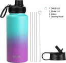 DRINCO Stainless Steel Water Bottle Spout Lid Vacuum Insulated Double Wall Water Bottle Wide Mouth (40oz 32oz 22oz 18oz 14oz) Leak Proof Keeps Cold or Hot (32 oz, 32oz Ombre Fuchsia Teal) by CozyNest Decor