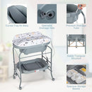HONEY JOY Baby Changing Table with Bathtub, Foldable Infant Diaper Changing Station with Wheels, Storage Tray, Waterproof Pad, Portable Newborn Nursery Organizer Bath Stand for Boys Girls (Gray) by TinyTreasures Baby Boutique