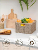 StorageWorks Wicker Storage Baskets, Large and Small Baskets, Handwoven Seagrass Basket for Organizing, Decorative Wicker Baskets with Built-in Handles, Set of 2 by CozyNest Decor