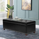 Joveco 47 Inch Storage Ottoman Bench,Tufted Leather Storage Bench with Nailhead Trim for Bedroom (47”,Black) by CozyNest Decor