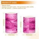 Flickering Flameless Candles, Pink Fuchsia Marble LED Candles with Remote Timer, Set of 2 Battery Operated Candle for Valentine Wedding Birthday by GreenHaven Gardens