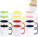 11oz White Ceramic Sublimation Coffee Mug in White Gift Box (6 Mixed Colors, 12) by CozyNest Decor
